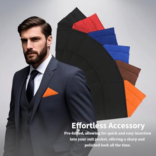 Image of Mens Pre-Folded Pocket Squares on Card Pocket Handkerchief for Suit Accessories