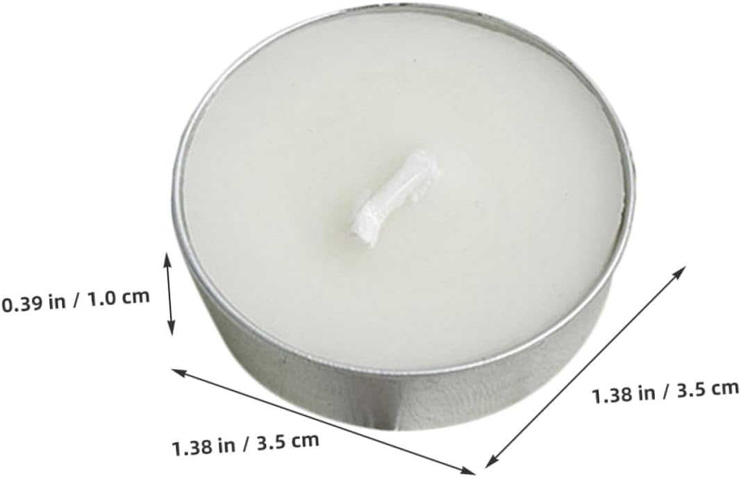 Garneck White Small Tealight Candles 50pcs Pack Unscented Round Wax Tea Lights for Wedding Engagement Party Home Décor Ceremony Lighting