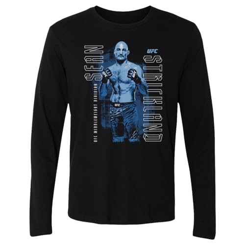 500 LEVEL Sean Strickland UFC Long Sleeve Shirt - Sean Strickland Vertical Name WHT (Black, Medium)