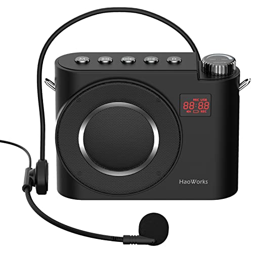 20W Voice Amplifier Wired Microphone - HaoWorks Portable Mic Headset with Speaker, Bluetooth Mini Pa System, 15H Playtime, Fast Charging, Personal Microphone for Teachers,Tour Guide,Singing