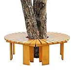 Gaommini Wrap Around Tree Bench for Outdoor Patio Garden Backyard Lawn Yard Park Porch Semi-circular Wooden Tree Seat - Weatherproof Backless(Brown,Half Round)