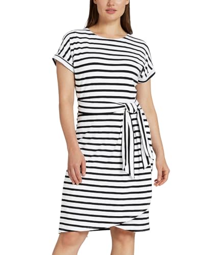 Robe en tricot à manches courtes Chaps avec col rond élégant pour femme