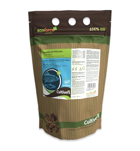 CULTIVERS Harina de Pescado 5 kg. Abono Ecológico para Plantas Universal. Aporte de Nitrógeno y Fósforo. Fertilizante Activador del Crecimiento. Aumenta la Fructificación y Maduración