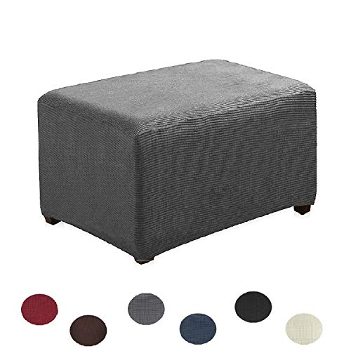 Argstar Jacquard Ottoman Cover Fleece Protector Stretch Slipcover Elastic Grey for Sofa Sets