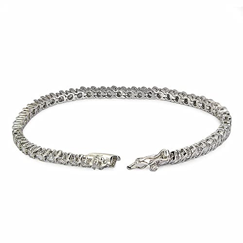 Round Diamond S Link Tennis Bracelet 1.00Ct Tdw 14K White Gold Over #TOP1