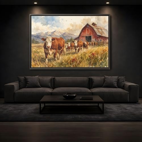 Tableau vache marron pour salon rustique moderne | Déco murale canapé - 3