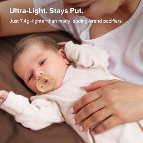 Image of Thyseed Newborn Silicone Pacifier, Ultra-Light One-Piece, Sensitive-Skin Shield, for Breastfed Babies, 6-18 Months, BPA-Free, 2 Pack