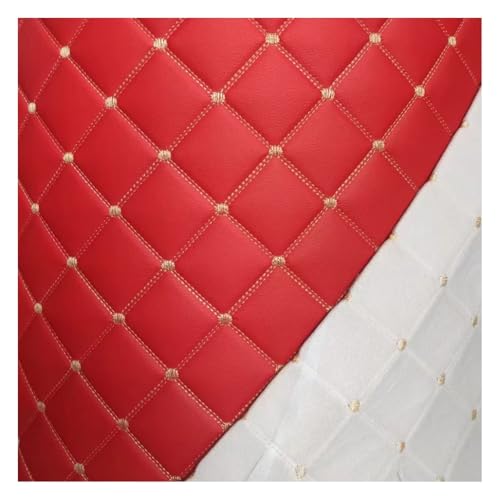 Tissu d'ameublement imitation cuir rouge au relief matelassé élégant