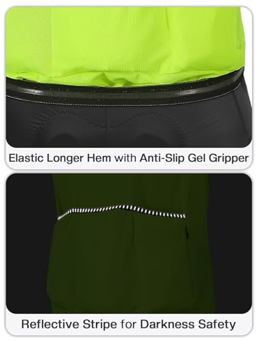 ARSUXEO Cycling Jersey Mens Short Sleeves Full Zipper Road Bike Jersey Summer Cycling Top 610 Neon Green L - Image 5
