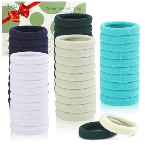 Image of Bessrung 100PCS Gradient Blue Nylon Seamless Elastic Hair Ties No Damage