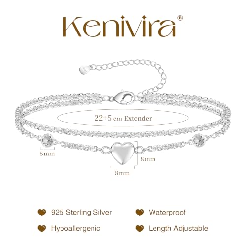 Image of Kenivira Sterling Silver Ankle Bracelets for Women,Gold Dainty Layered Waterproof Anklet for Women, Anklet Set Stackable Beach Gift Adjustable Size