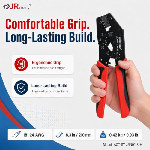 Image of JRready ST6490-ACT Mini-Fit Jr. 2 4 6 8 Pin Connector kit, w /PremiumGrade Crimp Tool, Terminal Pin 18-24 AWG, Molex Extraction Tool, Compatible with Molex Mini-Fit Jr. Connector, 4.2mm Pitch, 446 Pcs