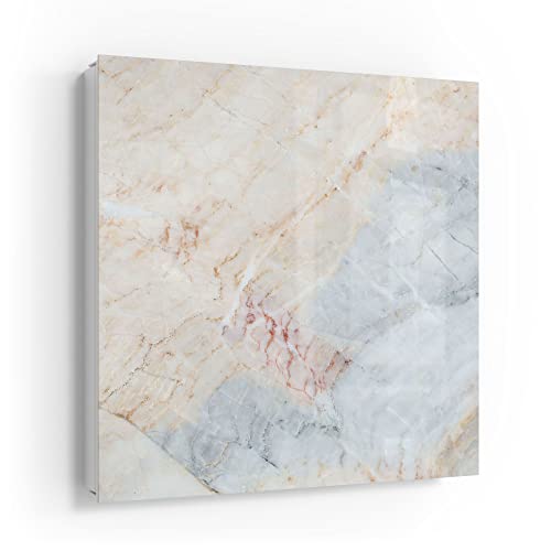 DEQORI Armoire à Clés Blanche 30 x 30 cm - Motif Marbré Délicat - Boîte en Verre et Métal Avec 50 Crochets + 2 Aimants - Design Moderne Magnétique et Inscriptible