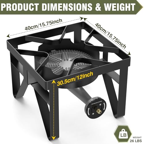 Image of BESTFIRE 200,000 BTU Heavy-Duty Propane Burner - Outdoor Stove with 0-20Psi Adjustable Regulator & Black Hose - Ideal for Home Brewing, Turkey Frying, Camping & Backyard Cooking