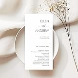 Personalized Printed Wedding Programs, Set of 20 Wedding Menu, Modern Wedding Programs, Simple Program, Wedding Program Cards, Wow Renewal, Birthday, Shower, Quinceanera, Party, Made in USA