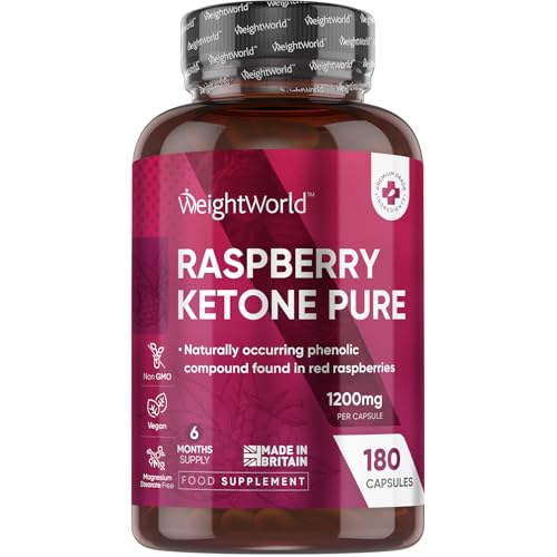 Pure Raspberry Ketones Capsules 1200mg - 180 Capsules - 6 Mo