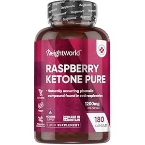 Pure Raspberry Ketones Capsules 1200mg – 180 Capsules – 6 Months Supply – 1 per Day – Rich in Phenolic Compounds – Vegan & Non-GMO Raspberry Ketone Supplements for Men & Women – Made in The UK
