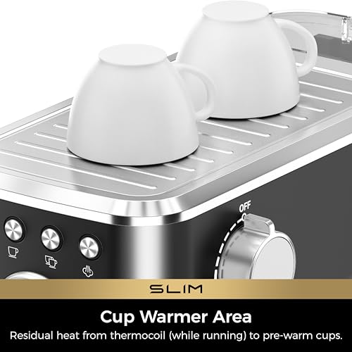 CHULUX Slim Espresso Machine with Milk Frother for Home Cappuccino, Black - image 6