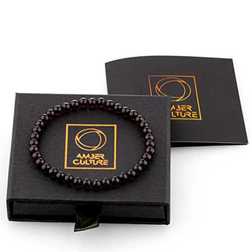 Image of Amber Culture Amber Stretch Bracelet - Handmade 5mm Beads 100% Baltic Natural Baltic Amber Stone - Unisex with Gift Box Multiple Colors