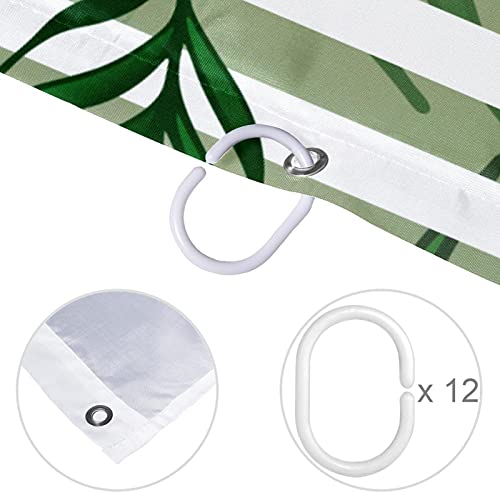 Rideau de douche à rayures feuilles tropicales imperméable 183x183 cm - 5