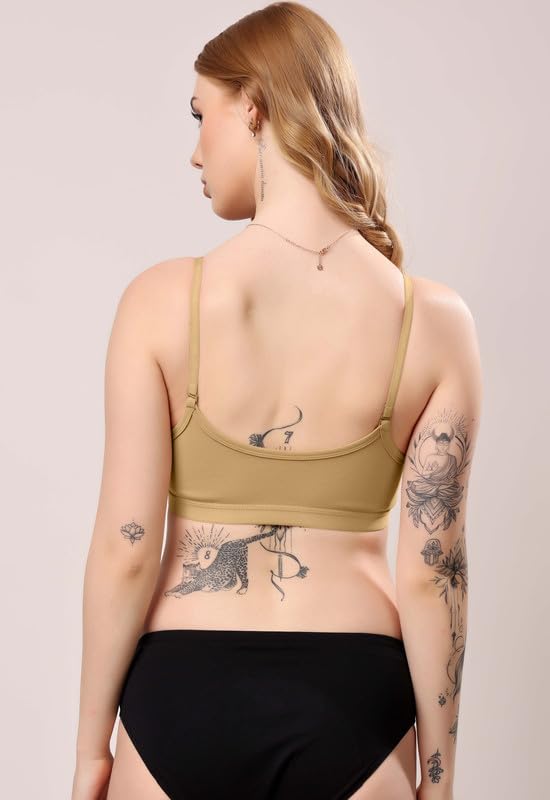 Image of London Hills Women's Cotton Sports Bra for Women Solid Bra Wireless & Non Padded Full Coverage Soft Hold Straps Super Combed Cotton Elastane Stretch Full Coverage Slip-On Active Bra