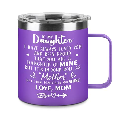 Hexagram Mothers Day Gifts for Daughter, 14oz Mug, Daughter Gift from Mom, Gift for Daughters from Mothers Day, 18/8 Stainless Steel Mug