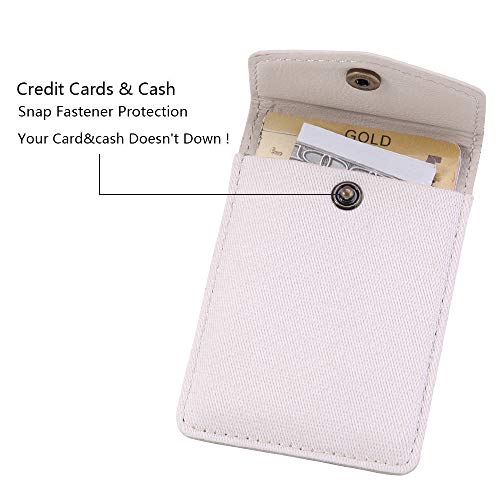 Frifun Card Holder For Back Of Phone With Snap Ultra-Slim Self Adhesive Phone Wallet Stick On Cell Phone Android All Smartphones Rfid Blocking Sleeve Covers Credit Cards And Cash (Beige) #TOP1