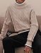 ZESICA Women's Casual Long Sleeve Mock Neck Cable Knit Contrast Color Fall 2025 Winter Chunky Pullover Sweater,Almond,Small