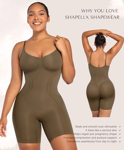 Image of SHAPELLX Shapewear Tummy Control Seamless Bodysuit Waist Trainer Mid Thigh Slim Butt Lift Body Shaper