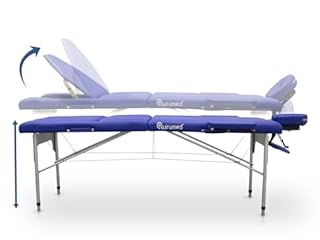 QUIRUMED Table de Massage Pliable en Aluminium Pro 186 x 66 cm avec Dossier Rabattable, Couleur Violet, Simili Cuir, Trou du Visage, tête Amovible, réglable en Hauteur, 2 Corps, jusqu'à 150 kg