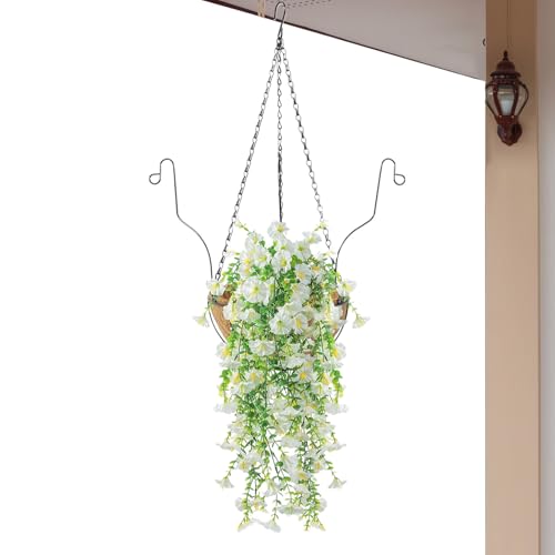 Panier de fleurs artificielles à suspendre déco mariage - 2