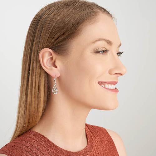 MORGAN & PAIGE .925 Sterling Silver Oxidized Celtic Knot Dangle Earrings for Women - Irish Intricate Leverback or French Wire Hook Hypoallergenic Sterling Silver Earrings, Jewelry for Her4