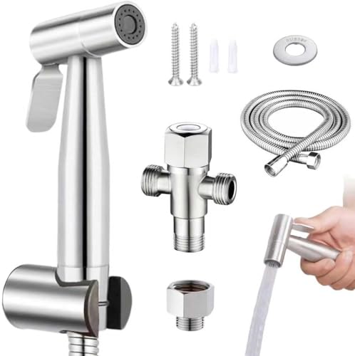 Spray de ducha de mano para inodoro con manguera de 5 pies para higiene y lavado de mascotas 2