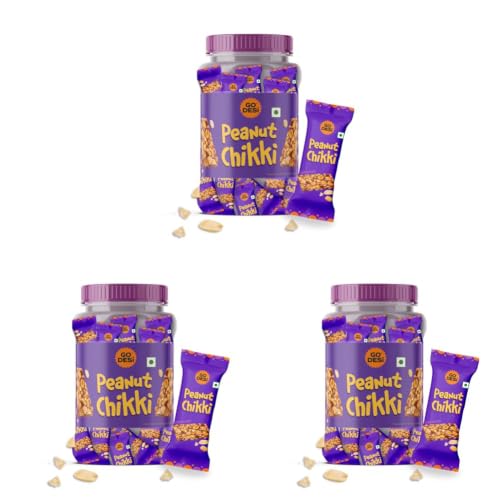 Image of Go Desi Peanut Chikki Bar | No Added Preservatives and Colours | Gajak | Sweets | Made with Jaggery | Gazak | 50 pieces | 750gm (Pack of 3)