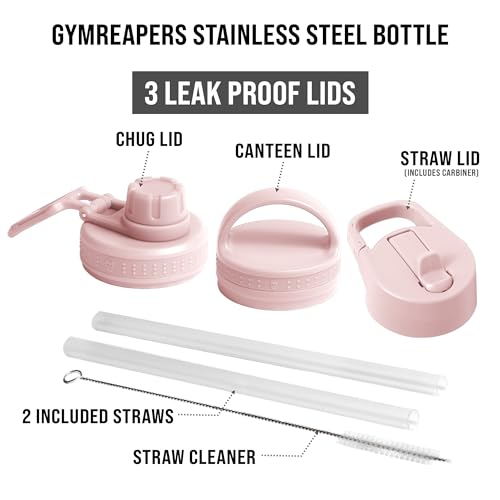 Gymreapers Insulated Water Bottle with Straw - 32 OZ Stainless Steel Water Bottles - BPA Free Metal Double Wall Vacuum Cold Hot Leakfree Flask Jug For Travel, Sports, Gym, School & Workout by Gymreapers - Used condition - Image 5