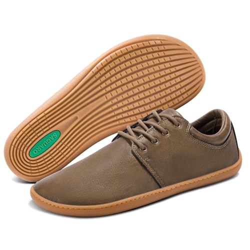 SAGUARO Barfußschuhe Herren Leder Barfussschuhe rutschfest Barefoot Shoes...