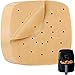 100 Feuilles Papier pour Friteuse à Air, Carré Papier à Vapeur, Perforé Papier Cuisson Air Fryer, Jetable Revêtements pour Grill, Cuisson, Vapeur, Friteuse, 8Inch