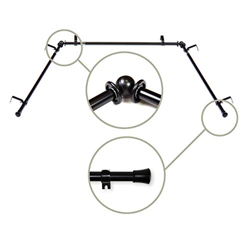 Rod Desyne 5/8" Bay Window Curtain Rod, Black #TOP1