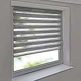 Sonnenschutz-HH - Doppelrollo Klemmfix ohne bohren Vario Seitenzug Duorollo AUSSENMAß Breite 130 x 120 cm Höhe - Leinen-Struktur grau