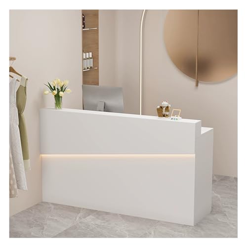 QWEASDF Empfangstheke ，Mit LED-Licht Empfangstisch Einfach，L-Förmiger Rezeptionstheke ，Empfangstheke Rezeption ， Supermarkt Convenience Store Beauty Salon Friseur Kassentheke(A8,L31.4in)