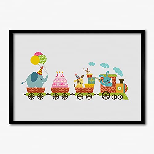 Affiche de train pociąg Gai avec cadre en bois Tulup 70x50 cm pour habiller un mur vide de bureau