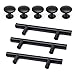 30Packs Stainless Steel Kitchen Cabinet Round Knobs and Pulls Sunriver Black Coating Brushed Cupboard Handles and Round Knobs 3" Cabinet Hardware 20pcs knobs& 10pcs Handles Set