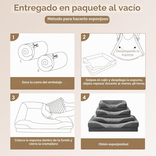 Miniatura 7 de Eheyciga Cama Ortopedica Y Viscoelastica Para Perro Extra Grande 106x76x18.5 Cm, Memory Foam Sofa Para Perros Lavable, Cama Gato Suave, Gris Oscuro