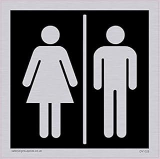 Viking Signs DV1025-S85-SV Male & Female Toilet Symbols - Toilet Door Sign, Negative Black Text, Vinyl Silver Sticker, 85 mm H x 85 mm W