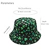YAMEIZE St. Patrick’s Day Green Leaf - Bucket Hat for Women Men Irish Sun Hat Double-Side-Wear Reversible Green Fisherman Hat Costume Travel Beach Party #2