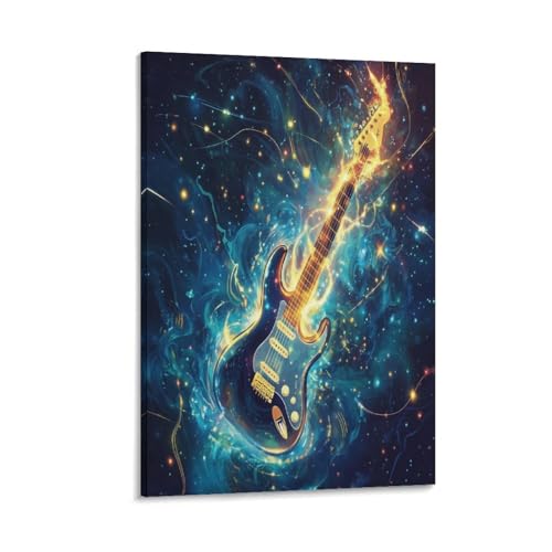 Tableau guitare murale impression sur toile déco salon 40x60cm