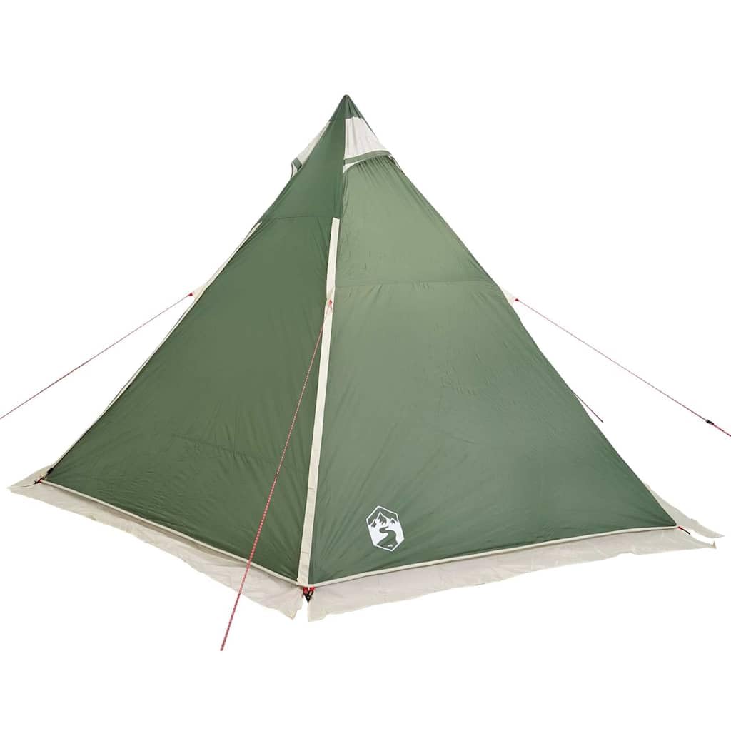 Tipi Familienzelt 6 Personen Grün Wasserdicht Campingzelt mit Regenüberdachung Leicht faltbar für Outdoor Abenteuer Festival Wohnwagen