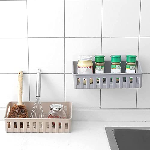 Image of Khedu Feb Bathroom Shelves Plastic Wall Shelf Organizer Self-Adhesive Sticker Hooks Wall Holder Bathroom Storage Rack Box Strong Shower Rack Shelf (Pack of 1) (Multicolour)
