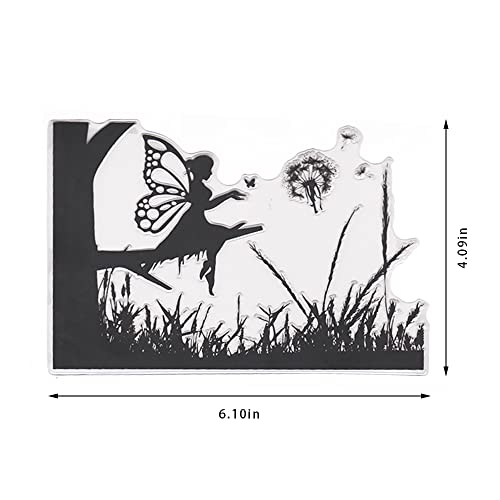 Hying CS-YC-221221-FAIRY TREE Fairy Trees Background Clear Stamps For Card Making, Spring Flowers Rubber Stamps Fairy Girl Stamp Seal thumb #1