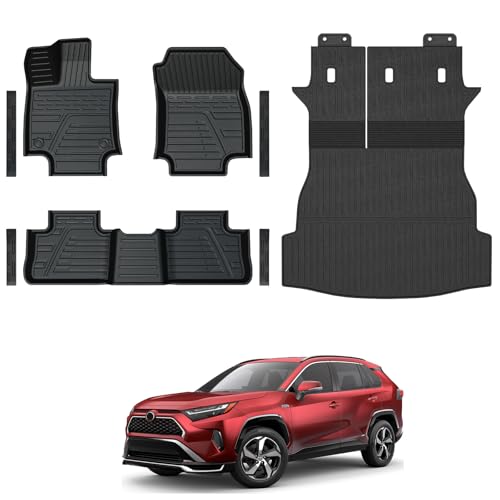 GALVAGNITE Floor Mats Set Cargo Liner with Backrest Cover for 2019-2025 Toyota RAV4(Include Hybrid), All Weather TPE Full Mat Set for RAV4 Accessories